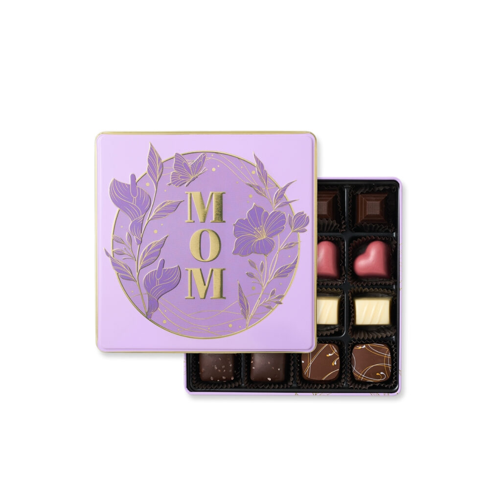 Purdys Chocolatier Mother's Day gift tin with assorted chocolates