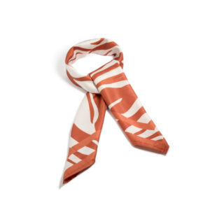 White & Orange Lined Fabric Scarf