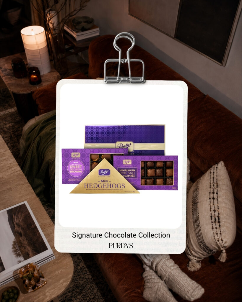 Purdys Chocolatier Signature Chocolate Collection, a cozy gift idea from Willowbrook's Classic Gift Guide