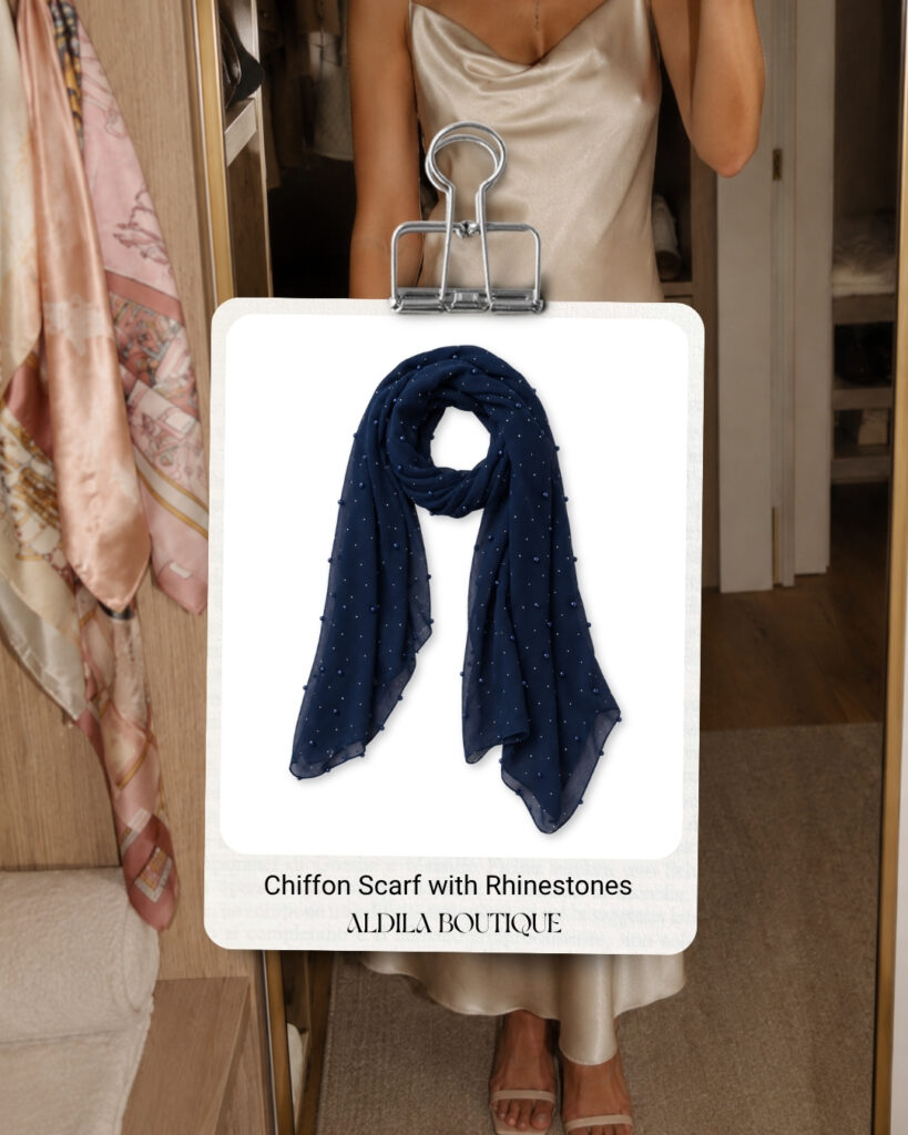 Chiffon scarf with rhinestones from Aldila Boutique, an accessory gift idea in Willowbrook's Classic Gift Guide