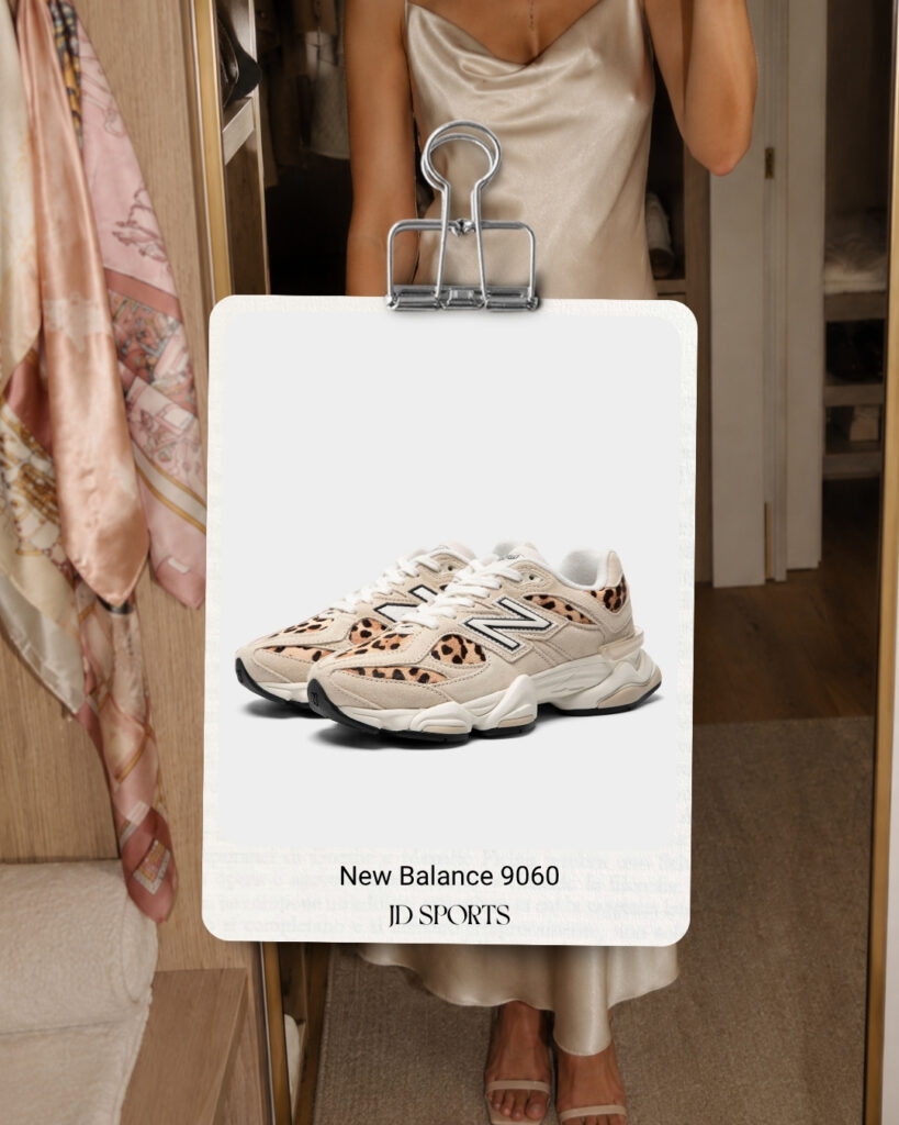 New Balance 9060 leopard sneakers from JD Sports, a fashion gift idea at Willowbrook in Langley