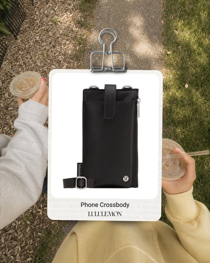 lululemon Phone Crossbody bag, a hands-free gift idea from Willowbrook's Classic Gift Guide
